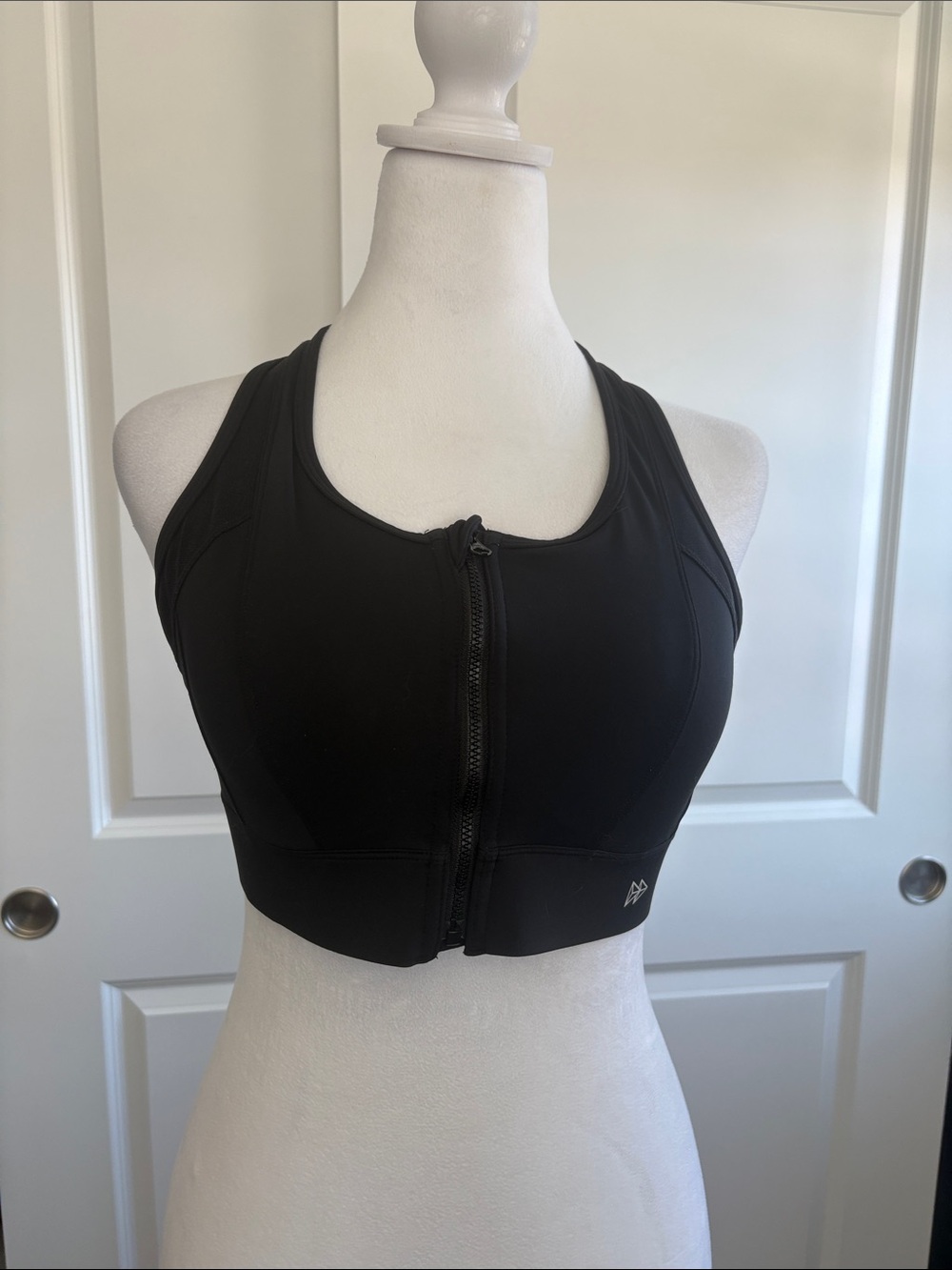 Front-Zip Black High-Support Sports Bra